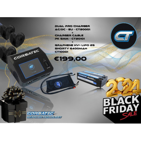 Dual Pro charger EU + 1 x PK5 Cable + 1 x Shorty 6400mah - CORSATEC