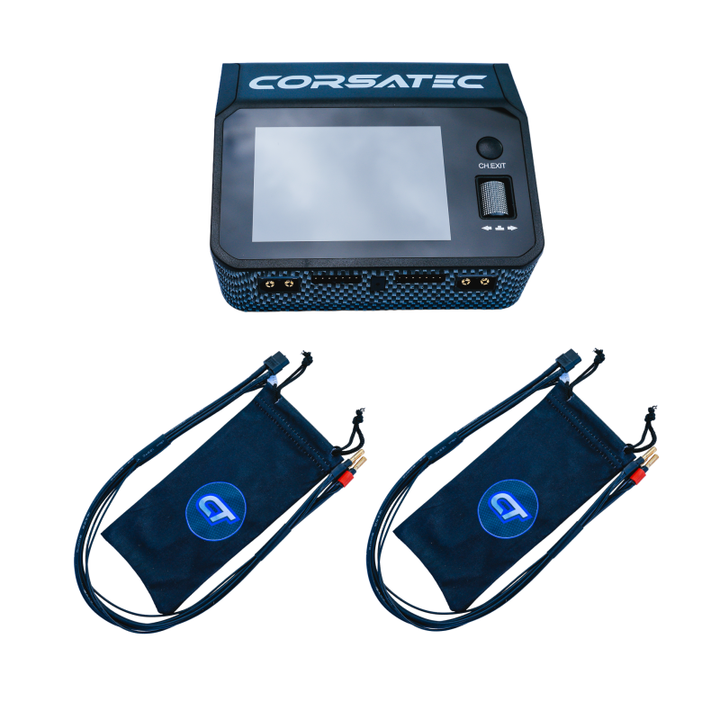 Corsatec Dual Pro charger AC/DC - EU + 2 x PK 4/5mm Cable - CORSATEC