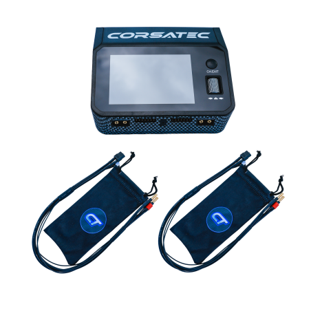 Corsatec Dual Pro charger AC/DC - EU + 2 x PK 4/5mm Cable - CORSATEC